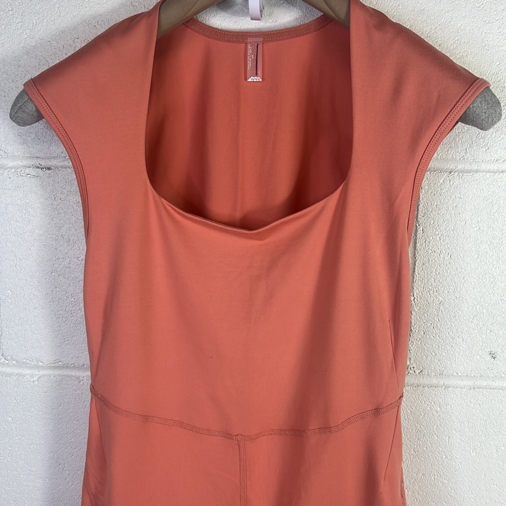New Free People Movement twighlight square neck flare jumpsuit coral sz S cutout - Picture 5 of 8